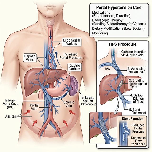 Portal hypertension care illustration